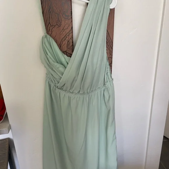 slim fit dress slacks Zara Mint Green Lace Maxi Dress with Side Slit – SilkRoll main image 1